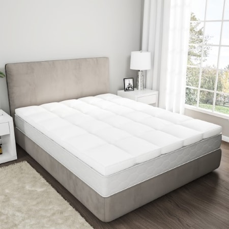 Hastings Home Down Mattress Topper with 4-inch Gusset Duck and Down Filled Featherbed Pillow, Twin 852629SBY